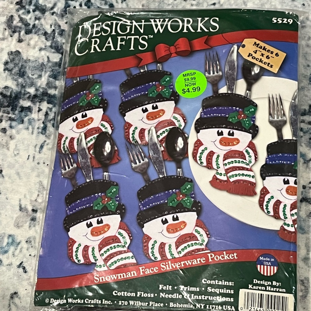 Design Works Crafts Snowman Face Silverware Pocket Kit